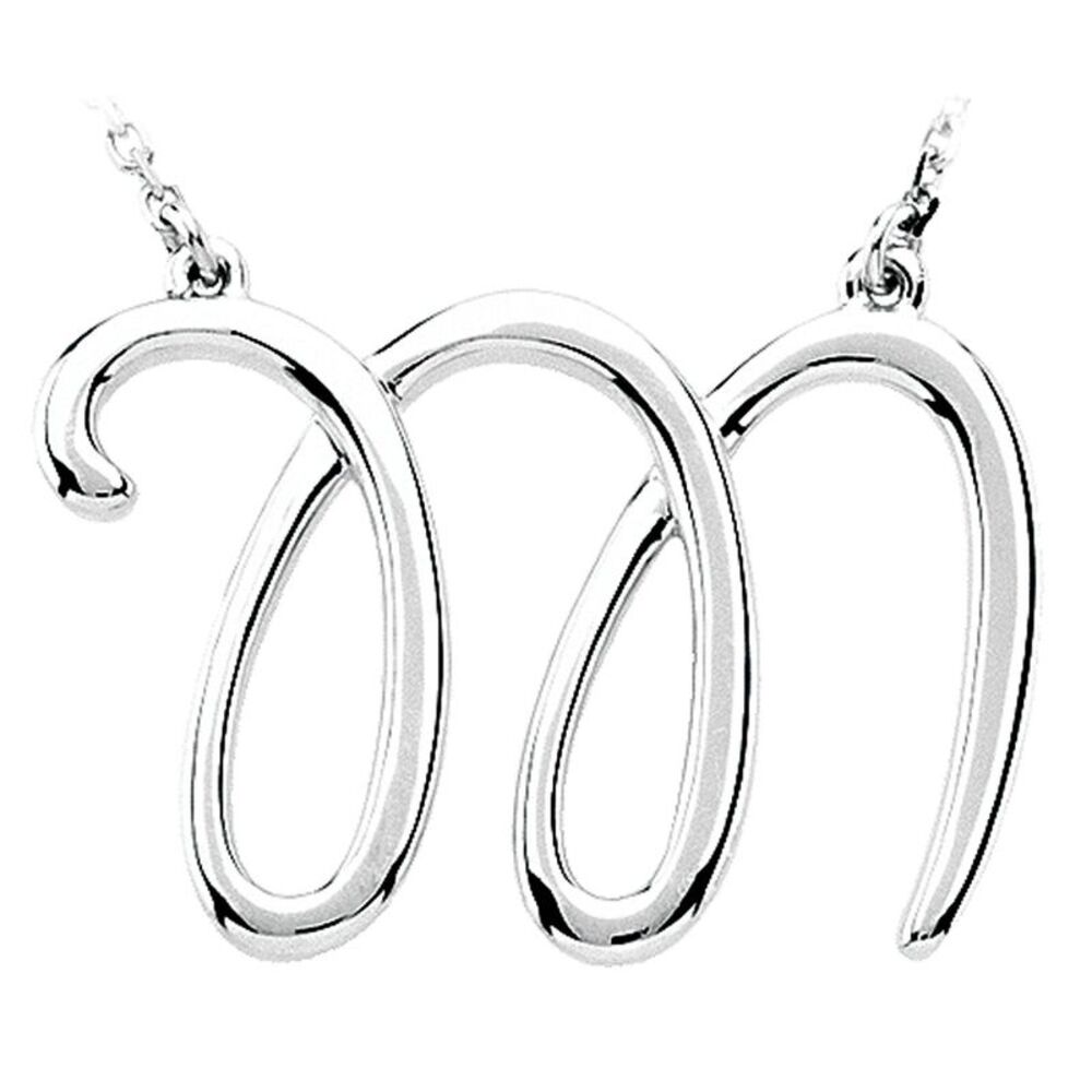 Sterling Silver, Olivia Collection, Medium Script Initial M Necklace
